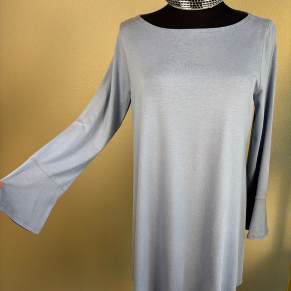 Eileen Fisher Tunic Top, Bell Sleeve, Boat Neck, Light Blue, Jersey Knit, Small - Picture 12 of 15
